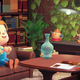 A screenshot of a villager sitting with a growing collection of gyroids, plotting fiendishly about getting the others.